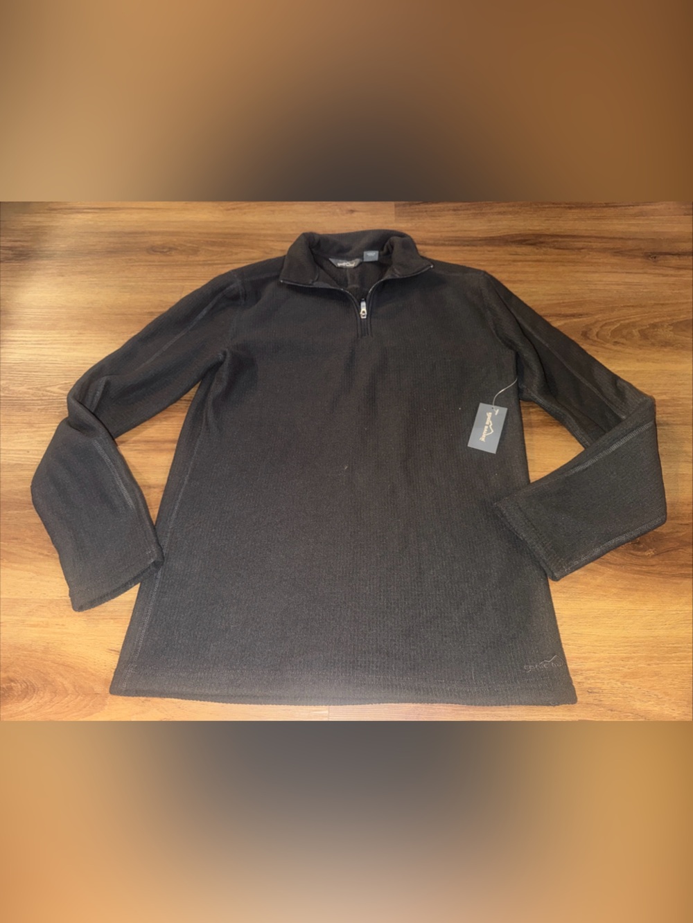 Eddie Bauer Mock Neck 3/4 Zip Pullover Sweater Men's Small Gray Cotton Fleece